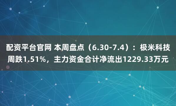 配资平台官网 本周盘点（6.30-7.4）：极米科技周跌1.51%，主力资金合计净流出1229.33万元