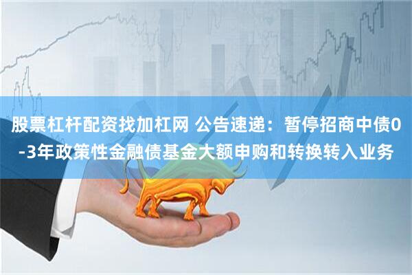 股票杠杆配资找加杠网 公告速递：暂停招商中债0-3年政策性金融债基金大额申购和转换转入业务